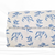 Dusty Blue Tropical Foliage Penny Size Linen Swiss Dot Fabric (sold by half yards)