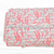 Aqua and Pink Tropical Foliage and Stripes Penny Size Linen Swiss Dot Fabric (sold by half yards)