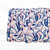Navy and Salmon Tropical Foliage Penny Size Linen Swiss Dot Fabric (sold by half yards)