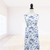 Blue Roses Fantasy Penny Size Linen Swiss Dot Fabric (sold by half yards)