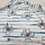 Beth's Exclusive Blue Stripes With Large Flowers on White 4 Way Stretch Poly Crinkle (sold by half yards)