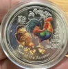 Australia Silver 1 Dollar Year Of The Rooster Coloured 1oz 9999 Silver Unc Coin