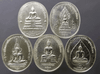 Panchapakee Buddha Coin, silver, large print, commemorative of the Golden Jubilee of His Majesty King Rama IX, year 1996, complete with box, set of 5 coins.