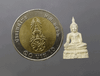 Phra Phuttha Chinnasri (Luang Pu Chakri Sirindhorn) amulet, made of silver, 21 mm tall, from Wat Bowonniwet Vihara, 2535 BE (1992 AD), with original box.