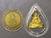 Phra Phuttha Chinnarat amulet, silver plated with gold, small size, commemorative edition for the 6th cycle birthday of King Rama IX, created by the People's Eye Protection Foundation in 2542 BE (1999 CE), with original box.