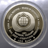 100 Baht polished nickel coin, World Bank commemorative coin for the 1991 Meeting of the Board of Governors of the World Bank and the International Monetary Fund.