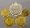 A complete set of 5 circulating coins (5, 10, 25, 50 satang, 1 baht) from 1957 (B.E. 2500). Used condition.