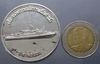 Commemorative coin, launching ceremony of the anti-submarine patrol boat, HTMS Longlom, launched in 1989, size 4 cm, with original envelope.