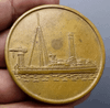 A commemorative bronze coin of King Rama V's opening ceremony of the Royal Dockyard on January 9, 1890. Size: 4 cm.