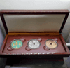 The coin of the Han Dynasty (committee set) 121 years old, 18 Arahants, 100 years old, Wat Bowon 2013, with the original oak frame from the temple.