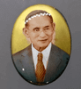 Locket of King Rama IX, gold background, silver back (large oval print), 25th anniversary souvenir of Srirattanakosin Foundation, Sutharam Temple, 2007, with original case.