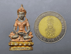 Avalokitesvara Buddha amulet, Udomphoksap model, made of 99.9% silver, plated with 3 kings, Pho Man Khunaram Temple, 1996, with original box.