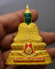 Emerald Buddha, winter style (height 6.3 cm), green-coated metal, gold-plated regalia, created by the Royal Household Bureau, consecrated at Wat Phra Sri Rattana Satsadaram in 2004, original seal, guaranteed authentic.