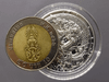 Zodiac coin, copper plated with silver, Year of the Dragon, 2024, created by the Treasury Department, uncirculated.