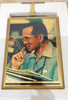 King Rama IX's portrait, pure gold, commemorative of the Golden Jubilee, 1996, 97.66% gold plate, with stand and original box.