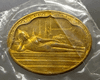 Reclining Buddha coin, reclining Buddha image, back side, Phra Phor, Wat Phra Chetuphon Wimonmangklaram (Wat Pho), commemorative 5th cycle of the reign of King Rama IX, 1987, with original envelope, unused