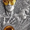 2022 - Helios Divine Faces of the Sun 3 oz Antique finish Silver Coin 5$