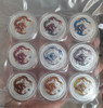 2012 Perth Mint Australia 9 x 1oz Silver Dragon Lunar Series Colorized (Set of 9 Coins) physical Themed Coins Perth Mint