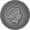 2021 - Grey Wolf Wildlife in the Moonlight 1/2 oz Antique finish Silver Coin Ghana