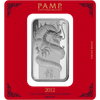 2012 - PAMP Year of the Dragon 100 gram Silver Bar In Assay Card
