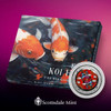 2023 - Koi Fish 1 Oz 999 Silver Color Fiji 1 Dollar Proof with Original Packaging