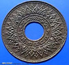 Copper Money 1 satang in 1941, Satang with holes, Pikun flower pattern, unused.