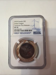 2018 CANADA JUSTICE LEAGUE NGC SP70 FIRST RELEASES LENTICULAR 3D QUARTER RARE
