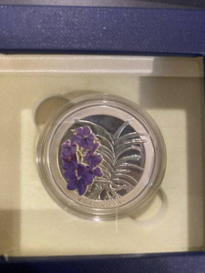 Thai orchid commemorative vanda coerulea silver coin
