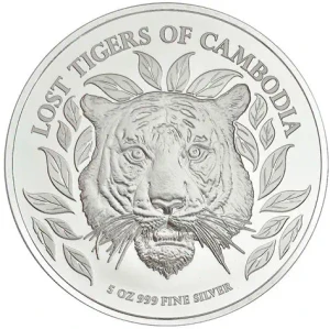 Silver Five Ounces 2022 Lost Tigers of Cambodia, Coin from Cambodia - detailed information