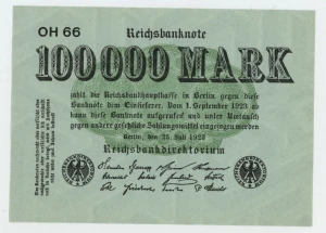Germany 100000 Mark 1-2-1923 Pick 91.a UNC Uncirculated Banknote