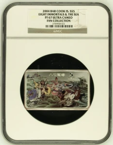 2004 Cook Islands S$5 Silver 5oz Eight Immortals