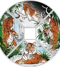 2022 4 oz Australia Lunar Series "Year of the Tiger" 4 Silver Coin Quadrant Proof Set
