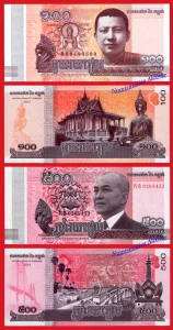 CAMBODIA 100 500 Riels 2014