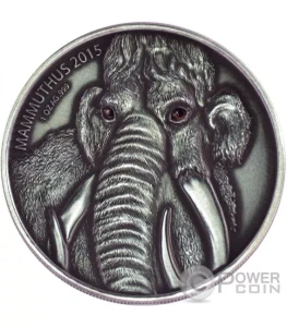MAMMOTH PRESTIGE Set Real Eyes 1 Oz Silver Coin 1000 Francs Burkina Faso 2015