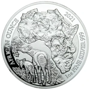 RWANDA. 1 OUNCE SILVER. "AFRICAN OUNCE". 2021.