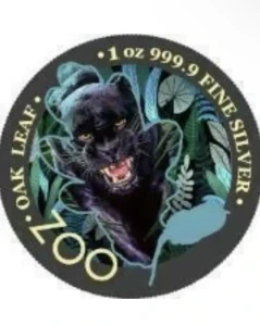 2019 5 Mark The Oak Leaf - Zoo Series - Black Panther 1 Oz Silver Coin