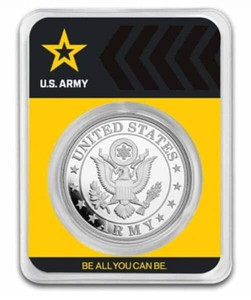 2024 - New Design 1oz .999 Silver Round - U.S. Army Seal In TEP & Black Velvet Bag