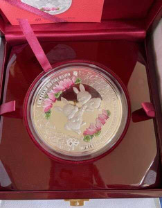 2023 Lunar Rabbit 1kg Silver proof like coloured Medallion physical Kilo Coins 
