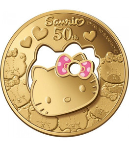 2010 NIUE Island-PAMP Minted Sanrio 50TH Anniversary $10 Hello Kitty Love Shaped Colorized Silver