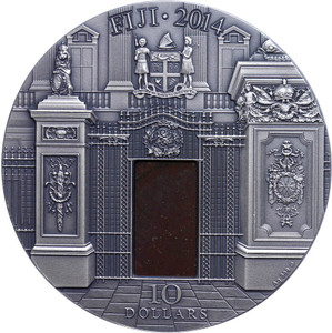 2014 - Blue Drawing Room Masterpieces in Stone 3oz Antique finish Silver Coin Fiji