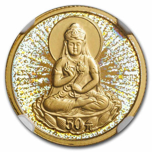 2003 CHINA-PAMP Minted ¥50 KuanYin Hologram Gold Proof Coin - 1/10oz
