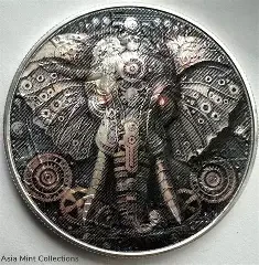 Magnificent Mechanical Elephant Genuine Silver Eagle 1oz .999 Silver Dollar Coin