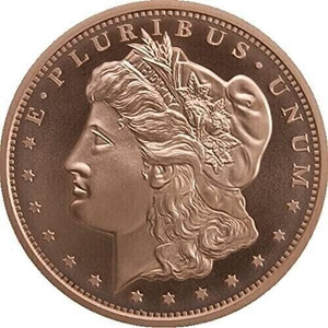 1921 - 1 OZ Morgan Round Coin - Copper 1 Oz .999 Pure Fine Copper GSM IN STOCK!!