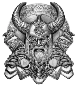 2022 Ghana Norse Gods Odin Ultra High Relief Silver Plated Antiqued GH¢2 Coin physical World Coins No Show Mint
