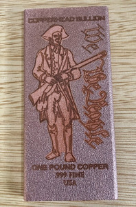 2022 - 1 Pound lb (16 oz) 2nd Second Amendment Copper Bullion Bar .999 Fine Patriotic