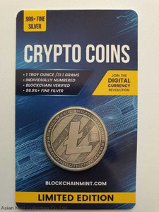 Litecoin Antiqued 1oz 999 Silver Bullion Coin with Card ERROR 2020
