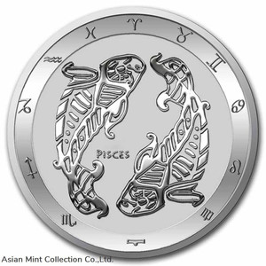2022 Tokelau 1 oz .999 Silver $5 Zodiac Series: PISCES ~~ in Capsule