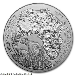 2021 - Rwanda 1 oz Silver African Okapi BU