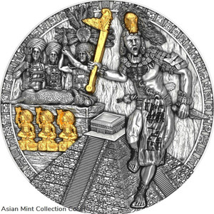 2020 - Holcan Mayan Warrior 2 oz Antique Finish Silver Coin 5$ Niue