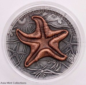 2019 - STARFISH World of Fossils 2 Oz Silver Coin 2$ Niue physical World Coins Mint of Poland